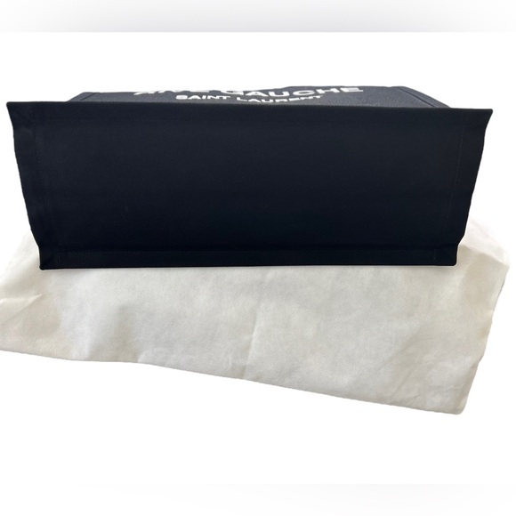 SAINT LAURENT RIVE GAUCHE LARGE BLACK CANVAS TOTE - Picture 12 of 16